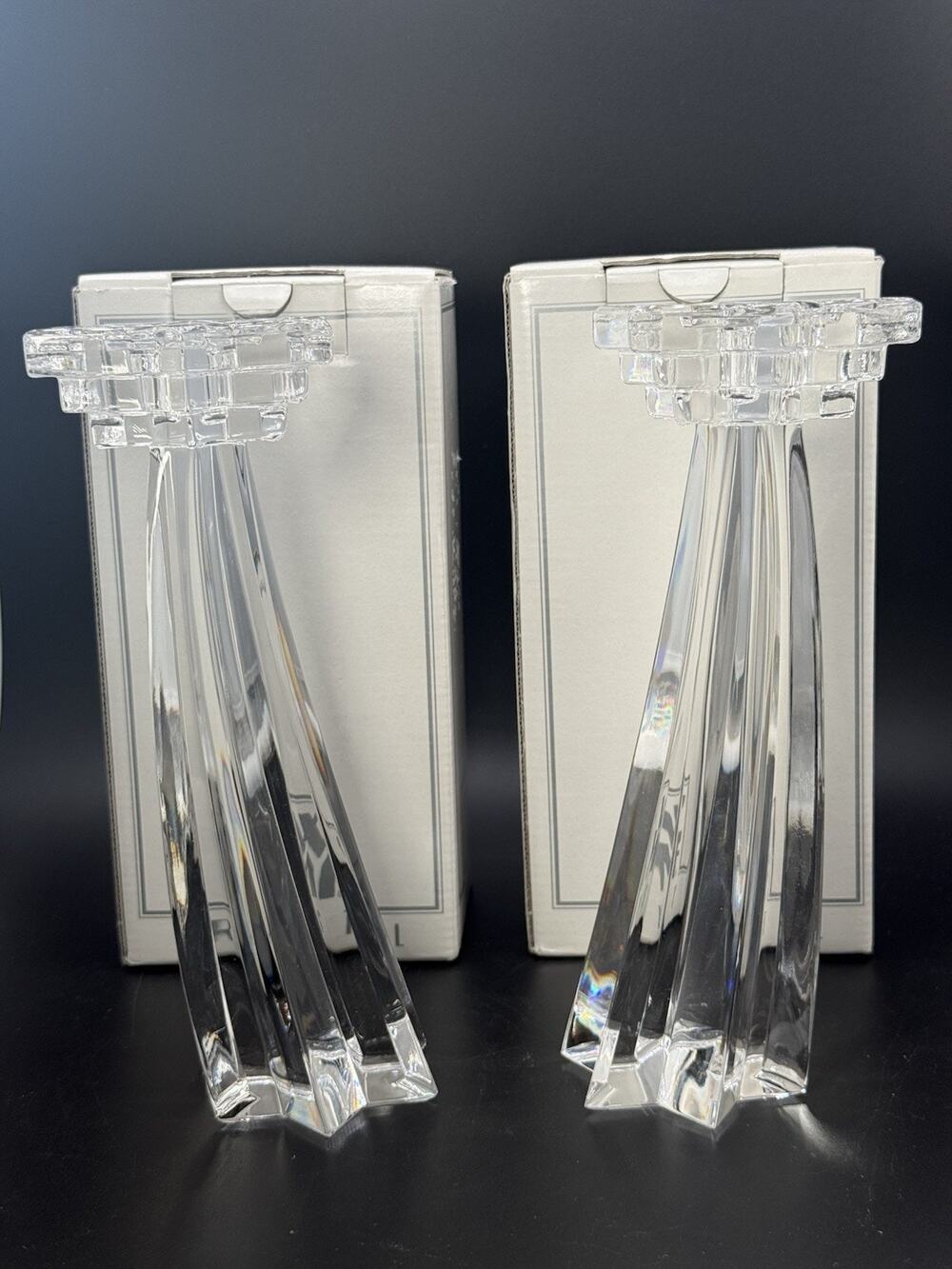 WMF Celestial Shooting Star Candle Holders Set Of 2, 24% Lead Crystal 8” Tall